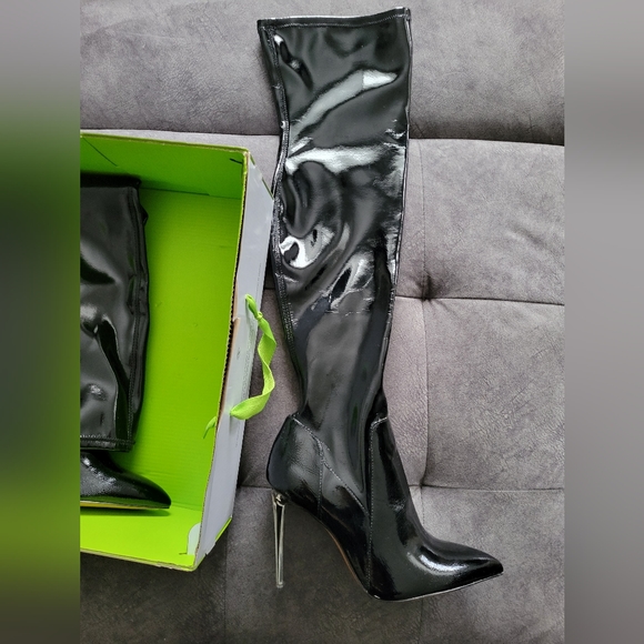 Call it spring 8.5 black thigh high heeled boots - Picture 3 of 4